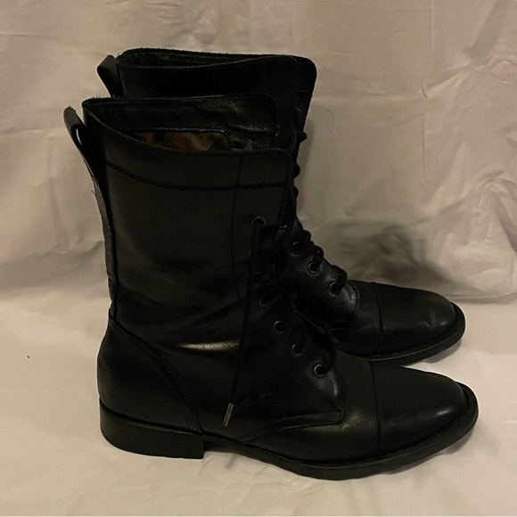 Born Black Leather Combat style Boots - Picture 2 of 4